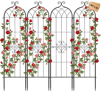 Garden Trellis, 87 x 20 inch Rose Trellis, 2 Packs Garden Flower Rose Trellises with Powder-Coated Finish & Convenient Locking Design, Plant Support Trellises for Flowers, Vegetables, Roses