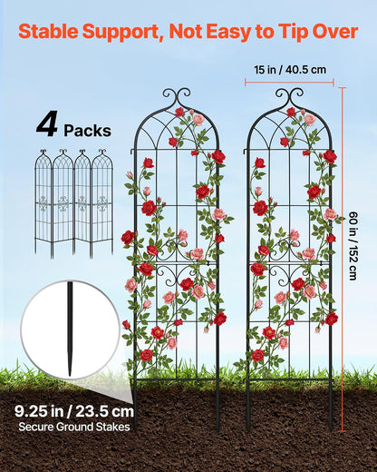 Garden Trellis, 87 x 20 inch Rose Trellis, 2 Packs Garden Flower Rose Trellises with Powder-Coated Finish & Convenient Locking Design, Plant Support Trellises for Flowers, Vegetables, Roses