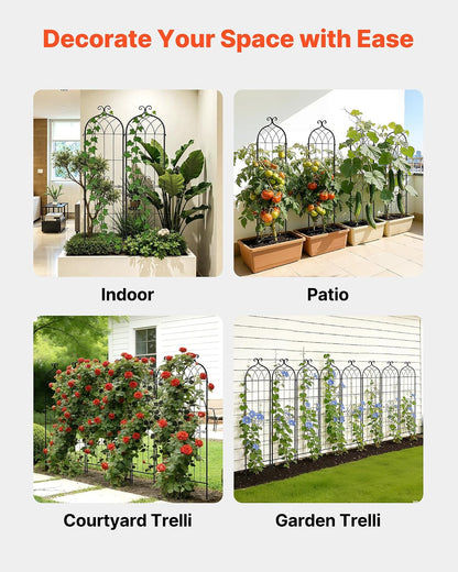 Garden Trellis, 87 x 20 inch Rose Trellis, 2 Packs Garden Flower Rose Trellises with Powder-Coated Finish & Convenient Locking Design, Plant Support Trellises for Flowers, Vegetables, Roses