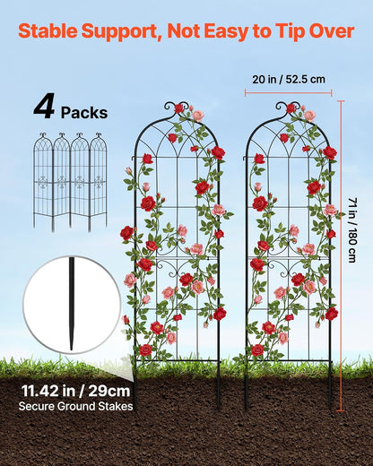 Garden Trellis, 87 x 20 inch Rose Trellis, 2 Packs Garden Flower Rose Trellises with Powder-Coated Finish & Convenient Locking Design, Plant Support Trellises for Flowers, Vegetables, Roses