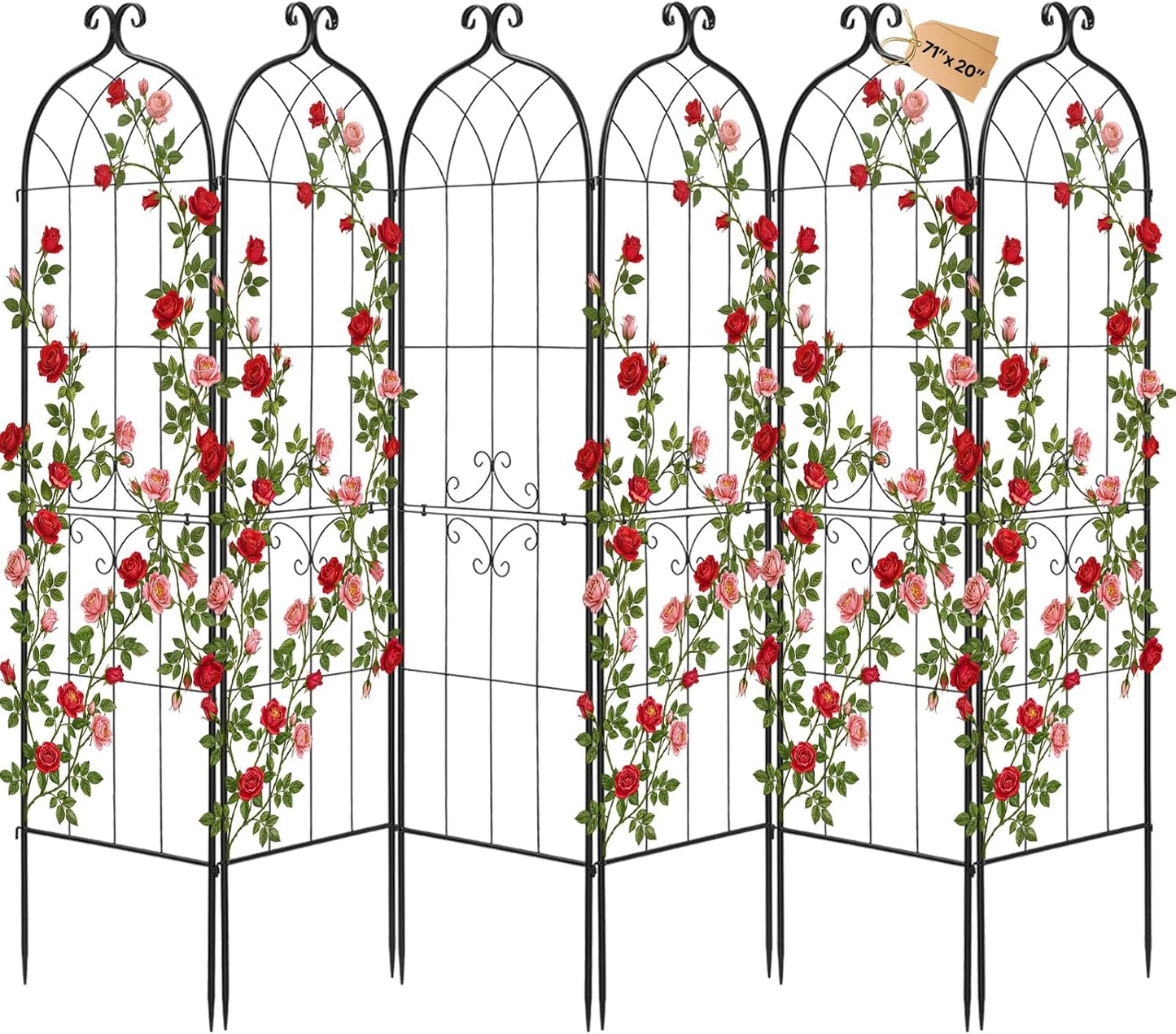 Garden Trellis, 87 x 20 inch Rose Trellis, 2 Packs Garden Flower Rose Trellises with Powder-Coated Finish & Convenient Locking Design, Plant Support Trellises for Flowers, Vegetables, Roses