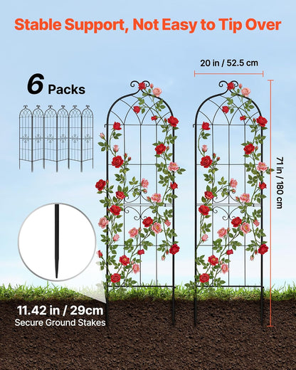 Garden Trellis, 87 x 20 inch Rose Trellis, 2 Packs Garden Flower Rose Trellises with Powder-Coated Finish & Convenient Locking Design, Plant Support Trellises for Flowers, Vegetables, Roses