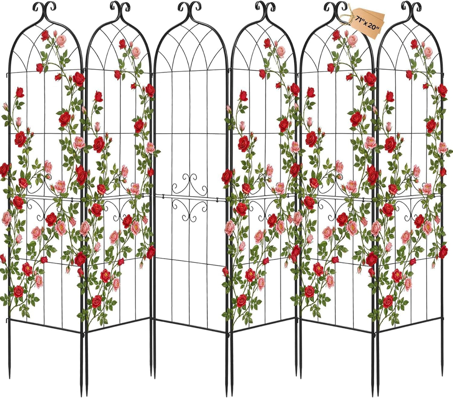 Garden Trellis, 87 x 20 inch Rose Trellis, 2 Packs Garden Flower Rose Trellises with Powder-Coated Finish & Convenient Locking Design, Plant Support Trellises for Flowers, Vegetables, Roses