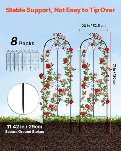 Garden Trellis, 87 x 20 inch Rose Trellis, 2 Packs Garden Flower Rose Trellises with Powder-Coated Finish & Convenient Locking Design, Plant Support Trellises for Flowers, Vegetables, Roses