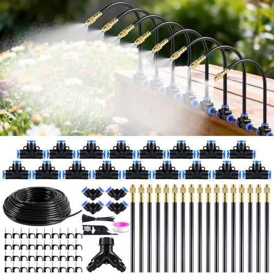 Drip Irrigation System 100FT 1/4" (17PCS Nozzles) for Garden, 83 PCS Leak-Proof Garden Watering System, 360° Adjustable Automatic Plant Water Kit for Raised Beds, Greenhouse, Lawn, Patio, Yard