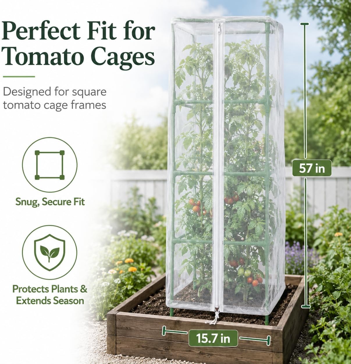 Garden Tomato Plant Cover Netting, Fits 40–50" Square Tomato Cages