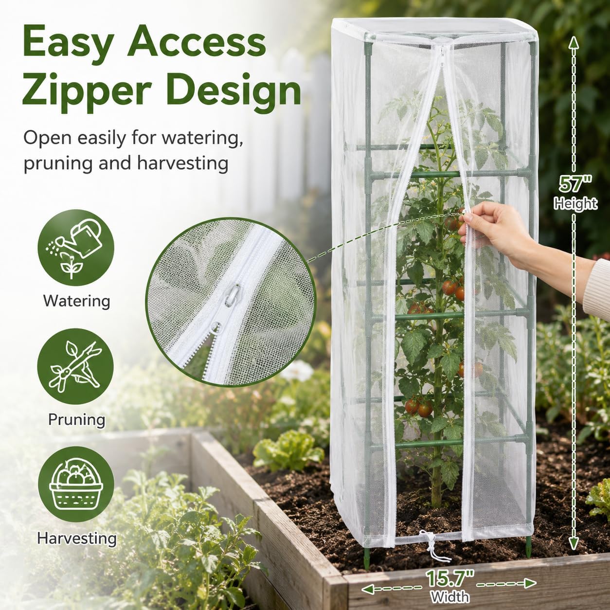 Garden Tomato Plant Cover Netting, Fits 40–50" Square Tomato Cages