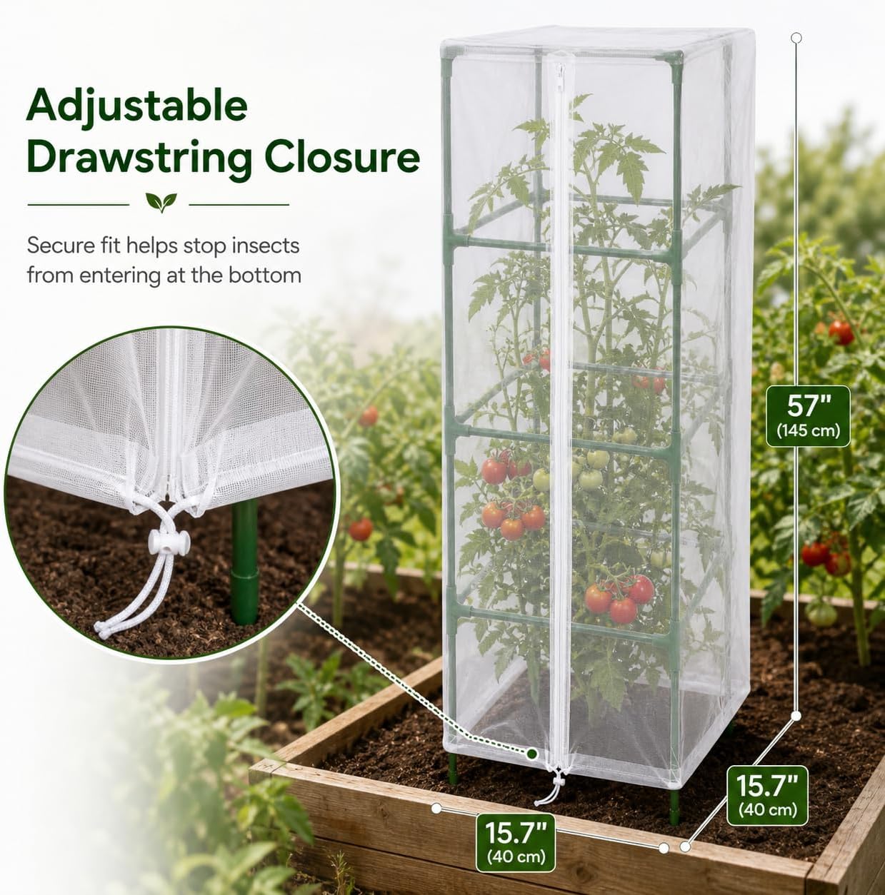 Garden Tomato Plant Cover Netting, Fits 40–50" Square Tomato Cages