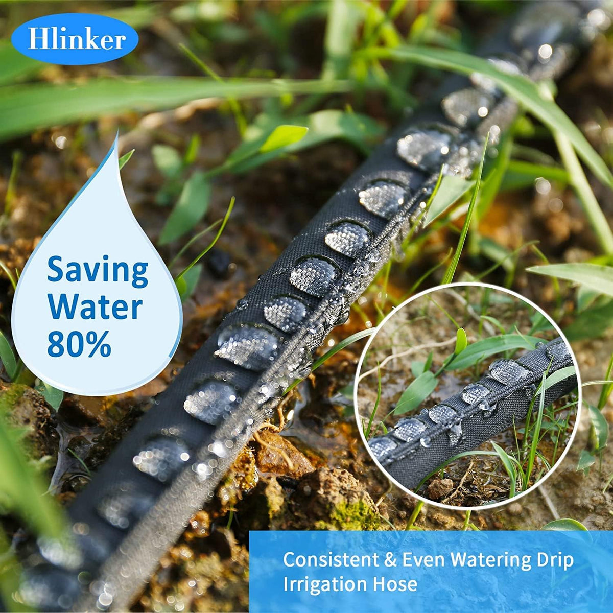 2026 Flat Soaker Hose 25 ft with Stake for Garden, Linkable Drip Hose Diy Automates Garden Irrigation System Saving 82% Water, Dual-layer Leak-free Design Water Hose with Holes