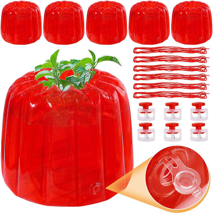 6Pcs 7Mil Red Wall of Water Plant Covers, Durable, Freeze Protection