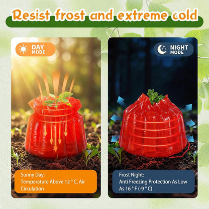 6Pcs 7Mil Red Wall of Water Plant Covers, Durable, Freeze Protection