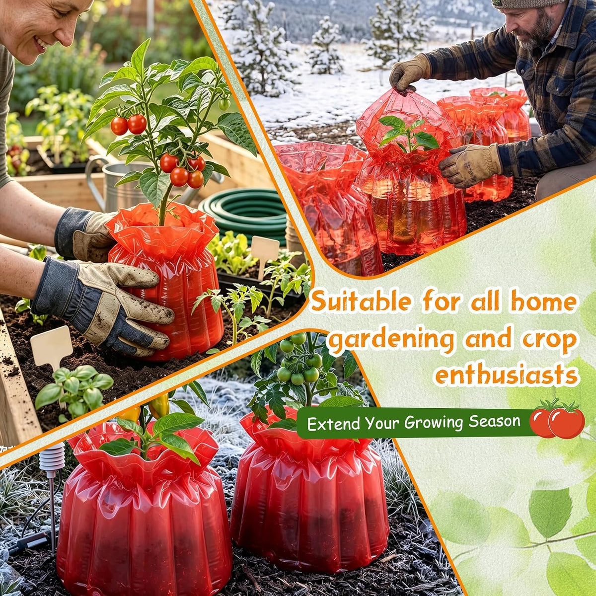 6Pcs 7Mil Red Wall of Water Plant Covers, Durable, Freeze Protection