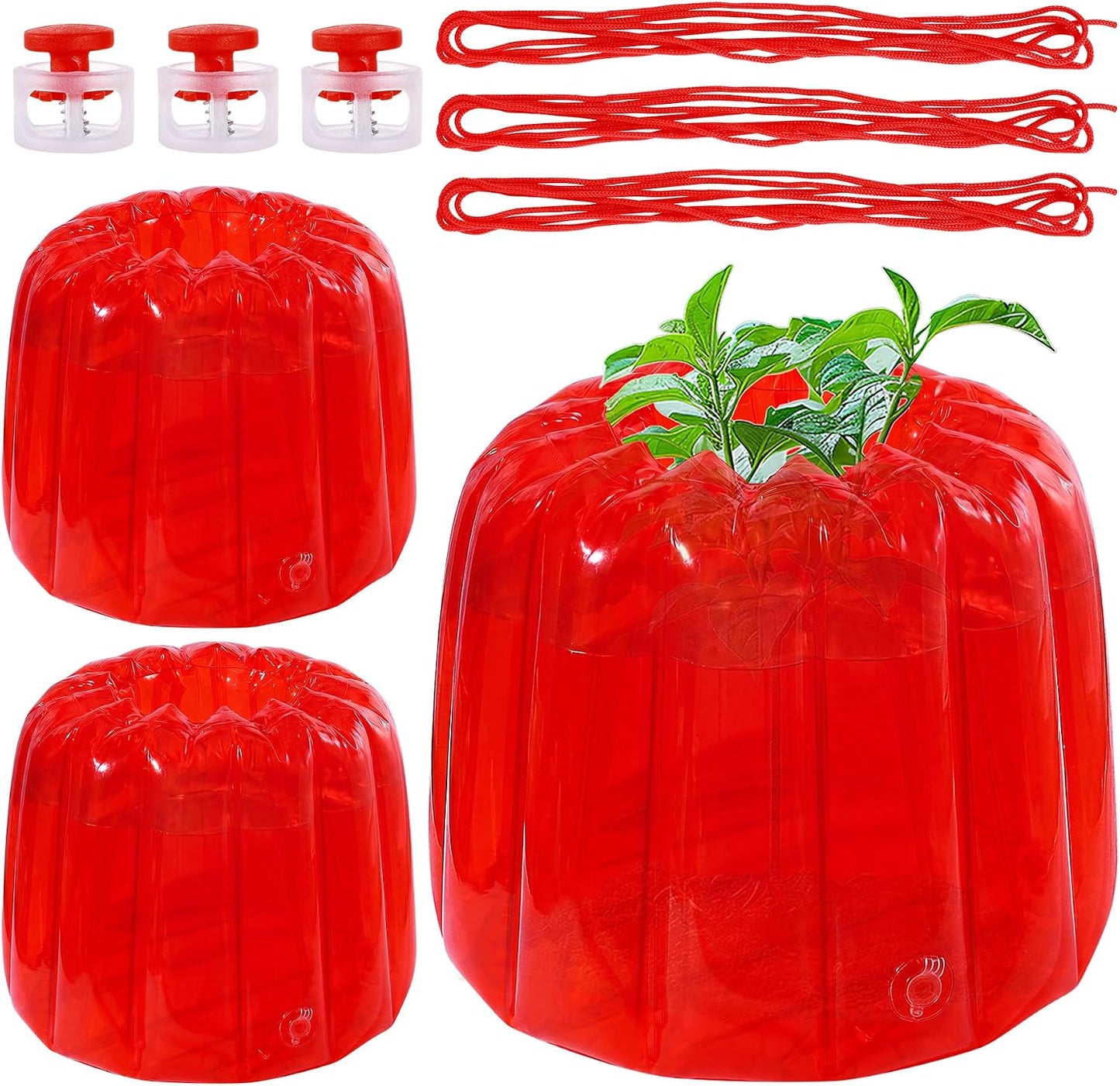 6Pcs 7Mil Red Wall of Water Plant Covers, Durable, Freeze Protection