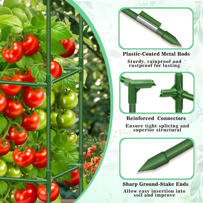 6 Pack 45in Square Tomato Cages for Garden, Heavy Duty Tomato Trellis