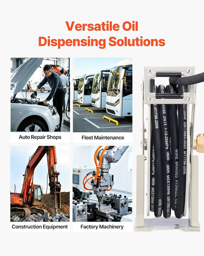 Fuel Hose Reel, 1" x 33', Extra Long Retractable Diesel Hose Reel, Heavy-Duty Carbon Steel Construction with Automatic Fuel Nozzle, NBR Rubber Hose for Aircraft Ship Vehicle Tank Truck, 300 PSI
