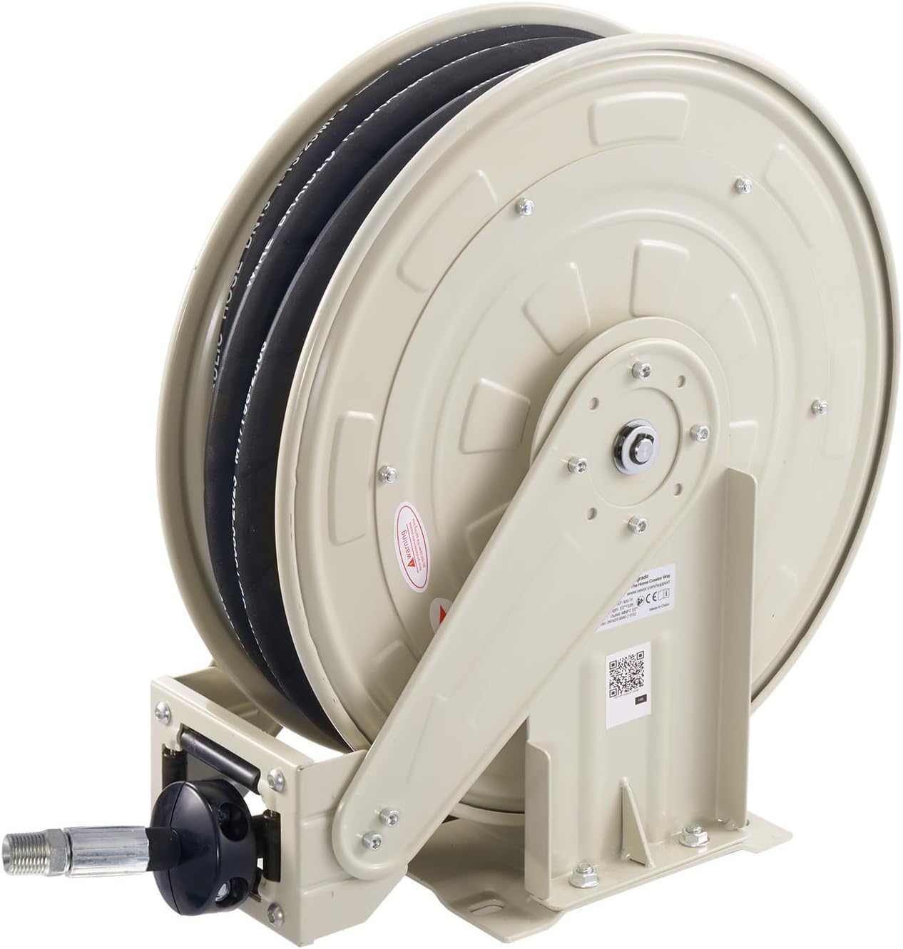 Fuel Hose Reel, 1" x 33', Extra Long Retractable Diesel Hose Reel, Heavy-Duty Carbon Steel Construction with Automatic Fuel Nozzle, NBR Rubber Hose for Aircraft Ship Vehicle Tank Truck, 300 PSI