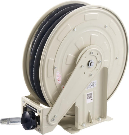 Fuel Hose Reel, 1" x 33', Extra Long Retractable Diesel Hose Reel, Heavy-Duty Carbon Steel Construction with Automatic Fuel Nozzle, NBR Rubber Hose for Aircraft Ship Vehicle Tank Truck, 300 PSI