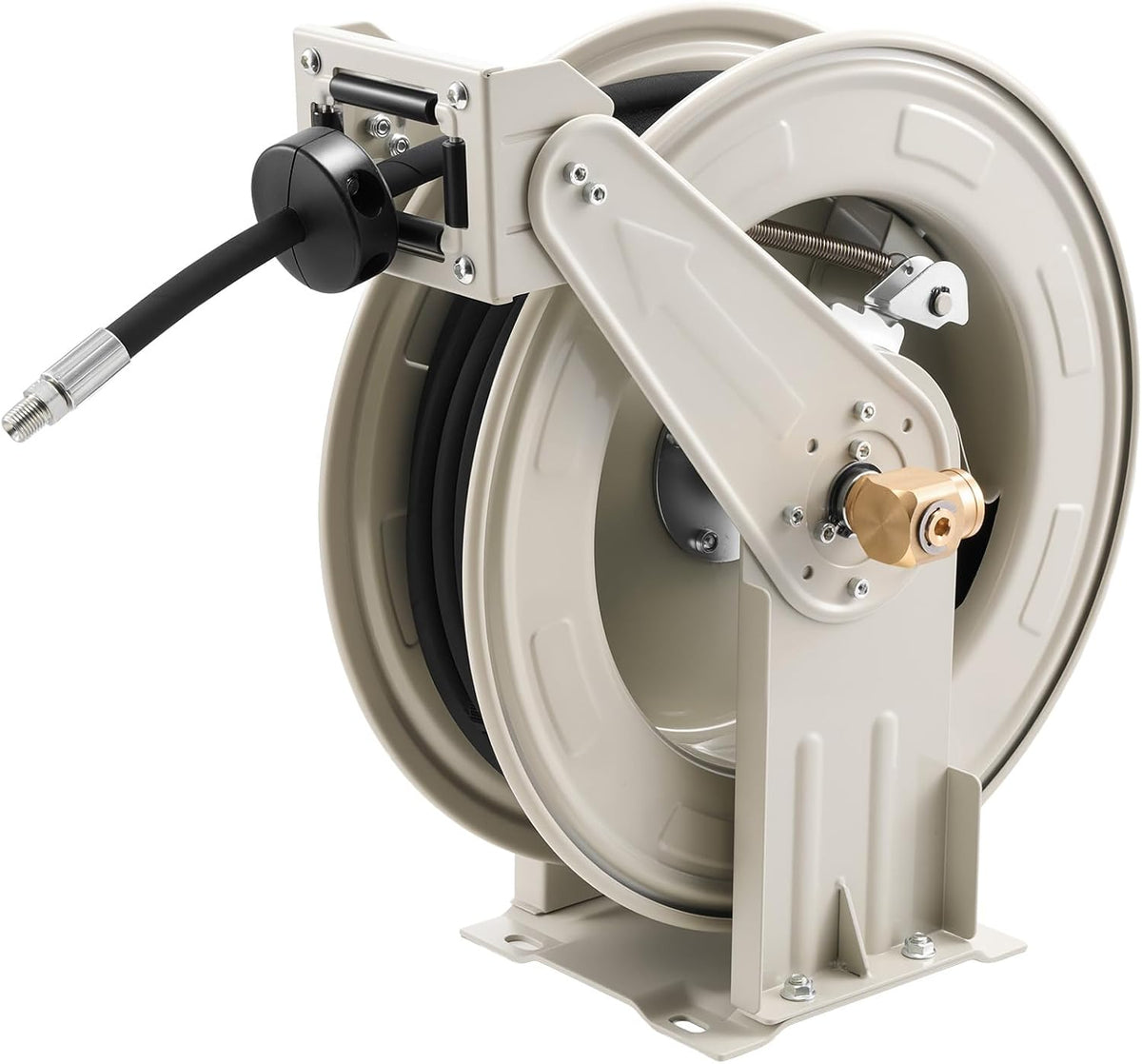 Fuel Hose Reel, 1" x 33', Extra Long Retractable Diesel Hose Reel, Heavy-Duty Carbon Steel Construction with Automatic Fuel Nozzle, NBR Rubber Hose for Aircraft Ship Vehicle Tank Truck, 300 PSI