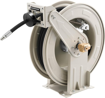 Fuel Hose Reel, 1" x 33', Extra Long Retractable Diesel Hose Reel, Heavy-Duty Carbon Steel Construction with Automatic Fuel Nozzle, NBR Rubber Hose for Aircraft Ship Vehicle Tank Truck, 300 PSI