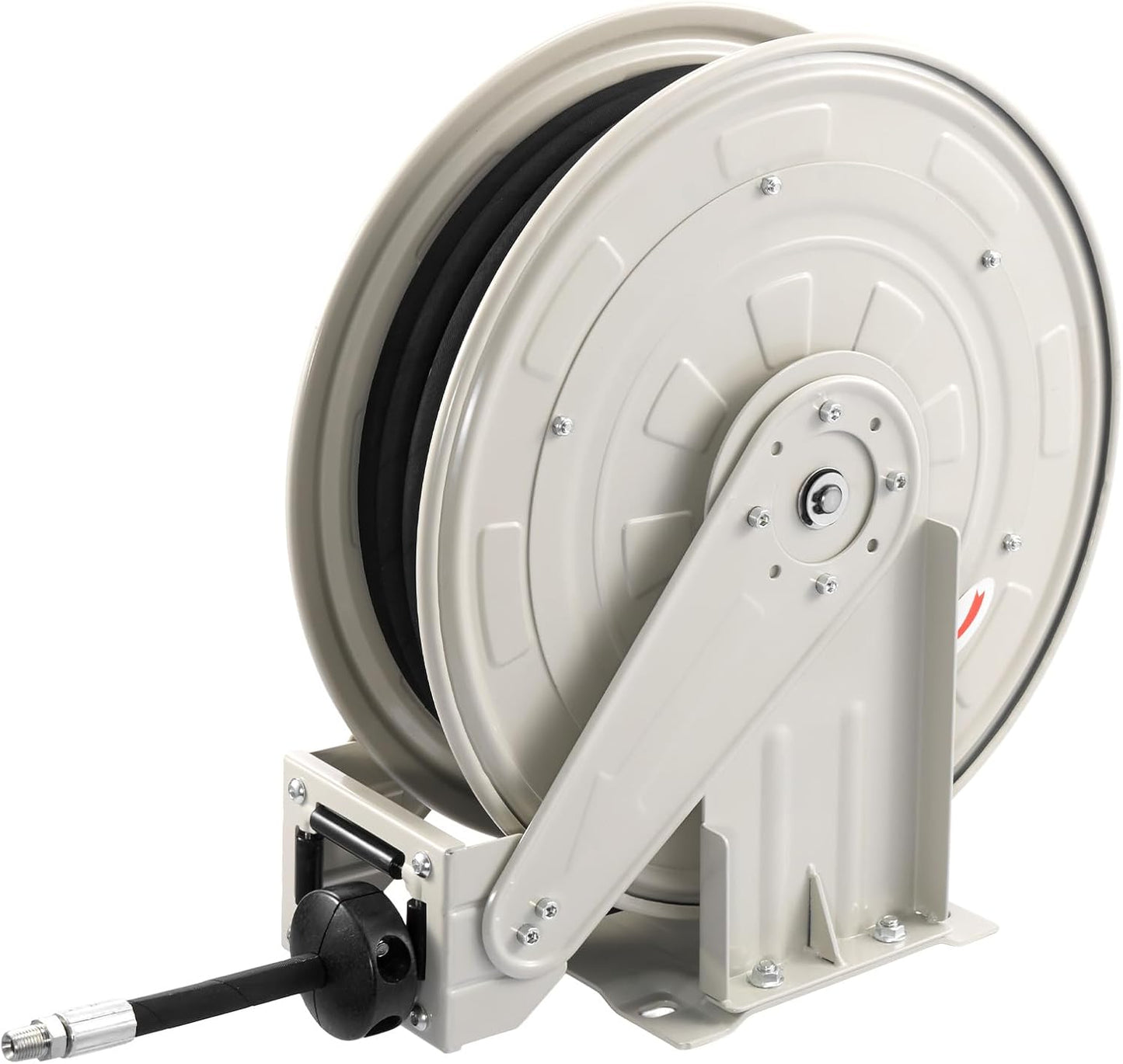 Fuel Hose Reel, 1" x 33', Extra Long Retractable Diesel Hose Reel, Heavy-Duty Carbon Steel Construction with Automatic Fuel Nozzle, NBR Rubber Hose for Aircraft Ship Vehicle Tank Truck, 300 PSI