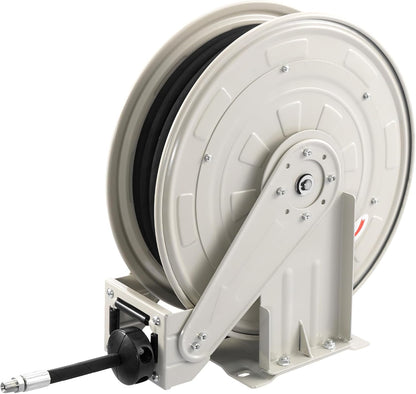 Fuel Hose Reel, 1" x 33', Extra Long Retractable Diesel Hose Reel, Heavy-Duty Carbon Steel Construction with Automatic Fuel Nozzle, NBR Rubber Hose for Aircraft Ship Vehicle Tank Truck, 300 PSI