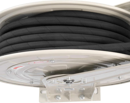 Fuel Hose Reel, 1" x 33', Extra Long Retractable Diesel Hose Reel, Heavy-Duty Carbon Steel Construction with Automatic Fuel Nozzle, NBR Rubber Hose for Aircraft Ship Vehicle Tank Truck, 300 PSI