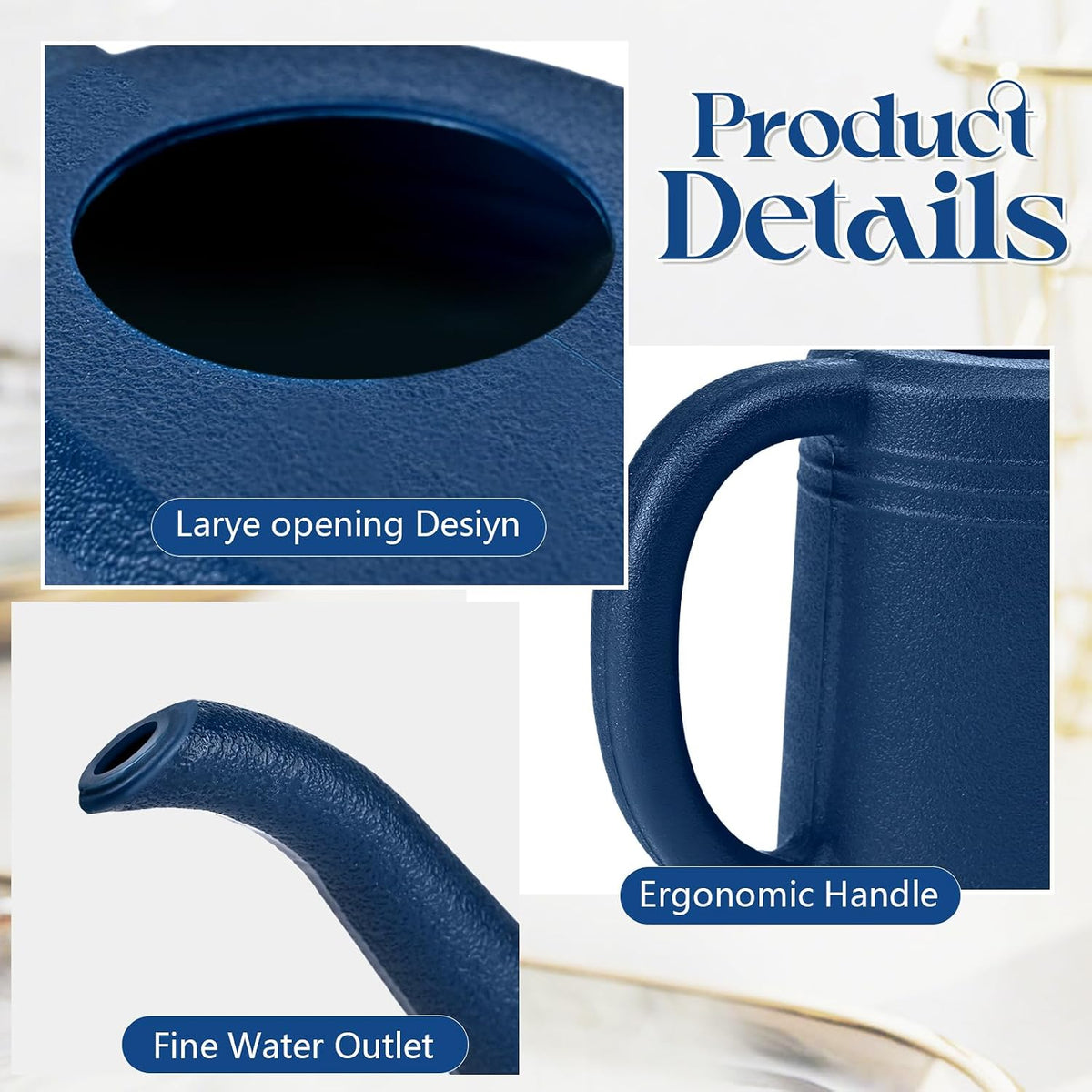 Watering Can for Garden Indoor Plants Outdoor Plant House Flower - 1/4 Gallon - Deep Blue
