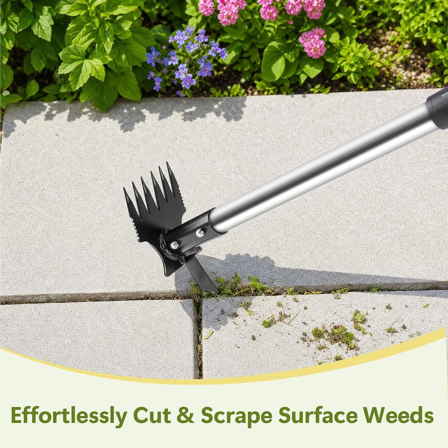 2 in 1 Crack Weeder and Weed Puller with 57" Long Handle for Outdoor Use