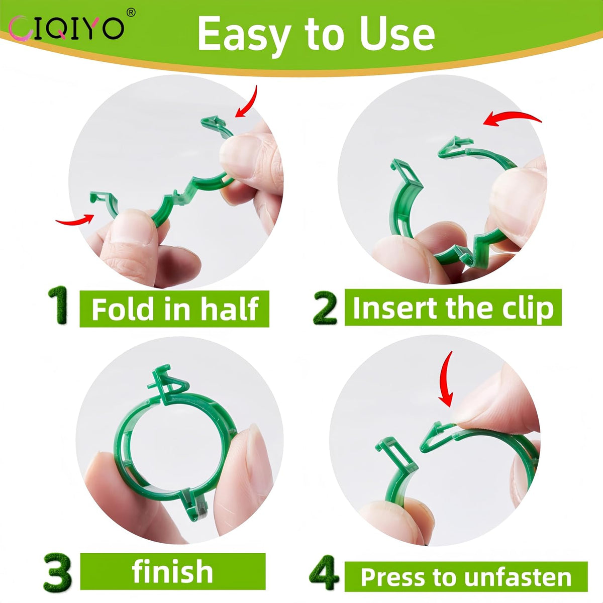 100 Pcs Plant Support Clips,Plastic Clips for Securing Plants
