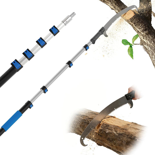 Manual Pole Saw for Tree Trimming, 26FT Telescoping Extension Pole Tree Pruner with 24" Blade, Hand Pole Saw for Cutting High Branches, Detachable Pruning Saw for Garden Yard Maintenance