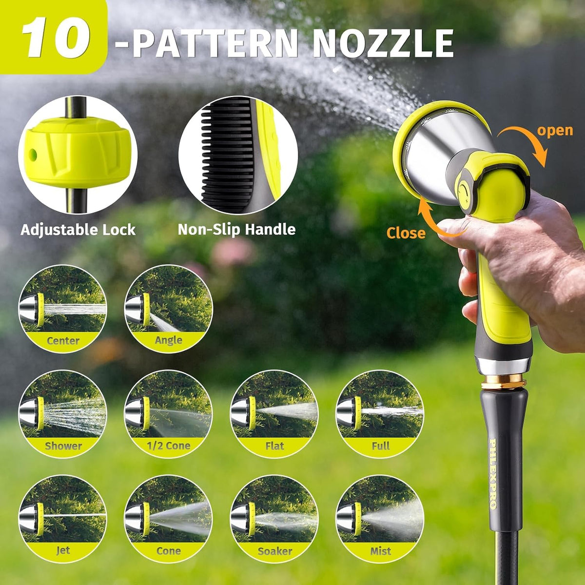 110 FT 1/2" Retractable Garden Hose Reel, Wall Mount
