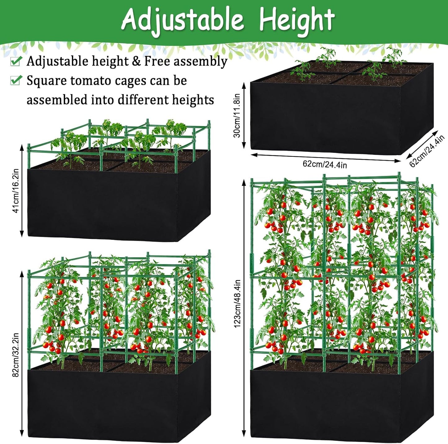Tomato Cages, Square Tomato Plant Stakes Support Cages Trellis