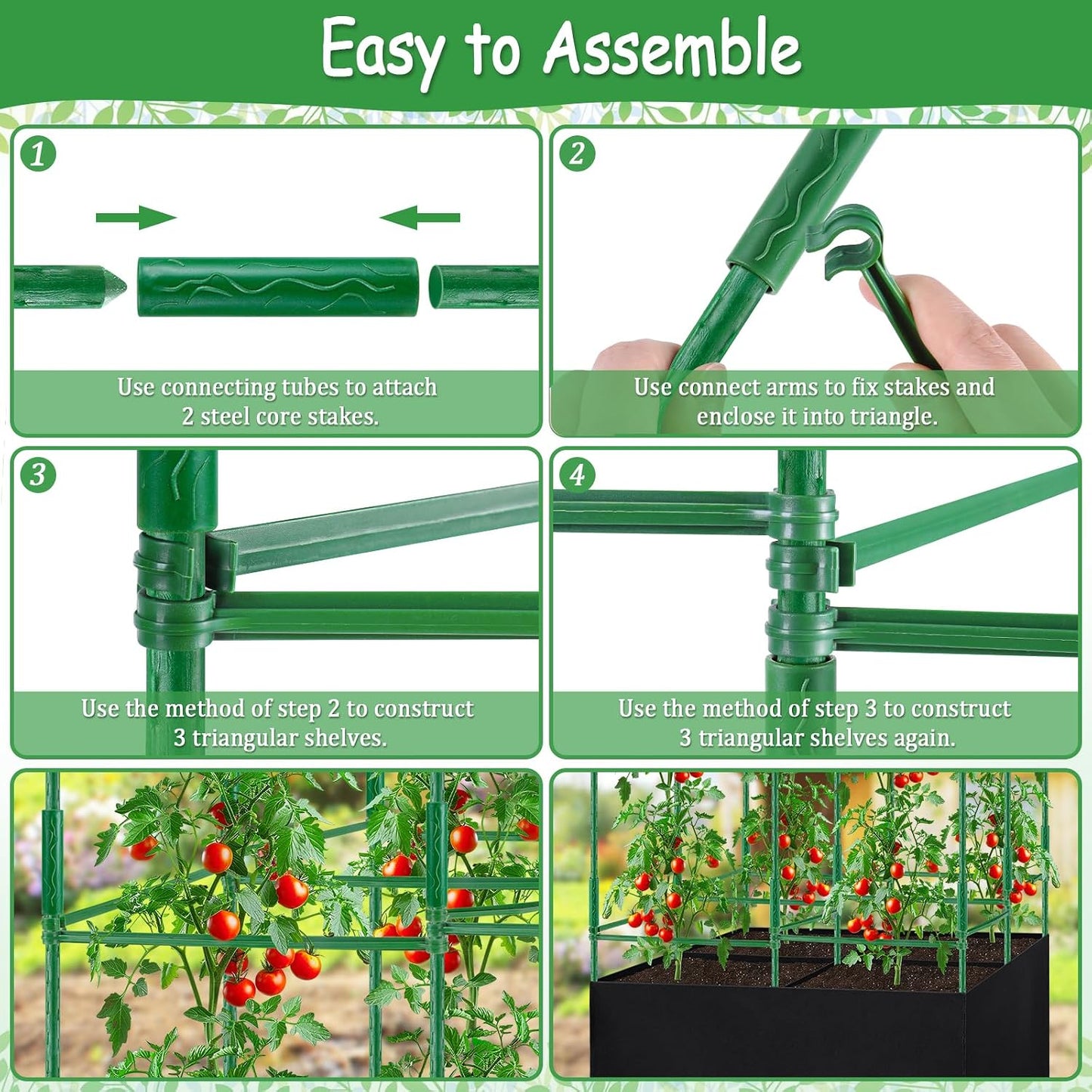 Tomato Cages, Square Tomato Plant Stakes Support Cages Trellis