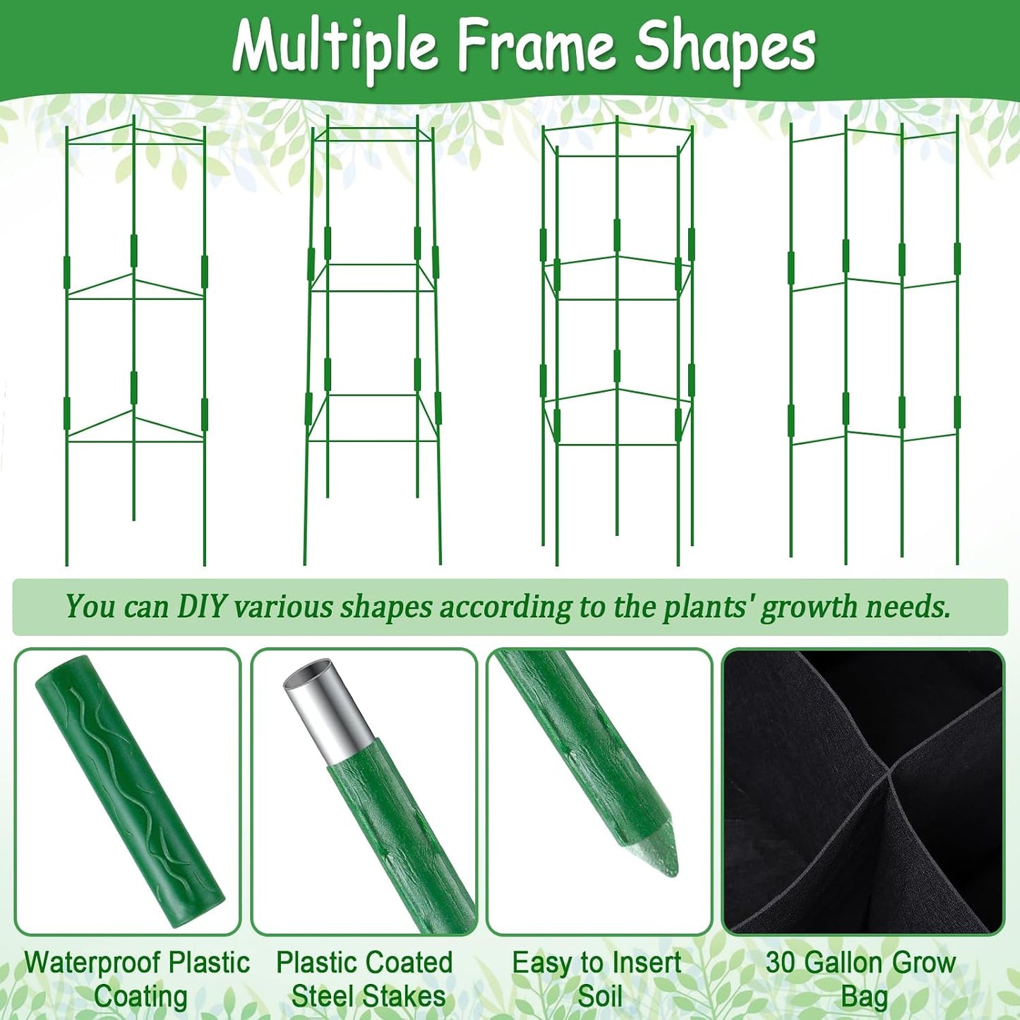 Tomato Cages, Square Tomato Plant Stakes Support Cages Trellis