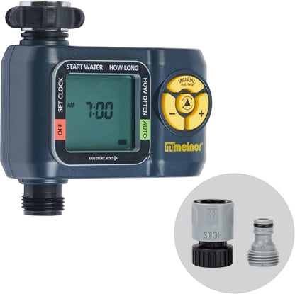 65138AMZ AquaTimer Digital Hose Timer, 1-Zone Timer, QuickConnect Bundle, Black, Yellow