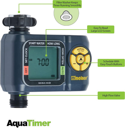 65138AMZ AquaTimer Digital Hose Timer, 1-Zone Timer, QuickConnect Bundle, Black, Yellow