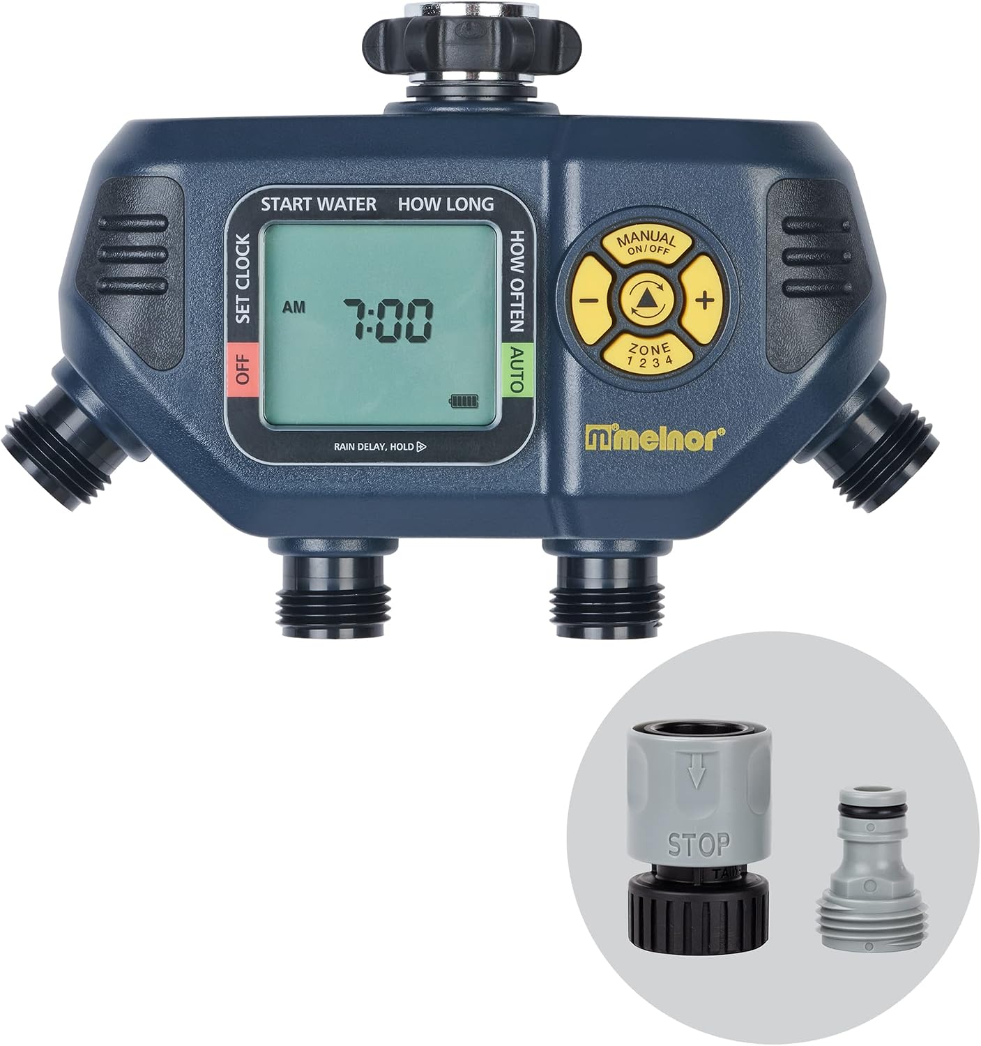 65138AMZ AquaTimer Digital Hose Timer, 1-Zone Timer, QuickConnect Bundle, Black, Yellow