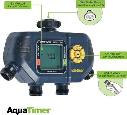 65138AMZ AquaTimer Digital Hose Timer, 1-Zone Timer, QuickConnect Bundle, Black, Yellow