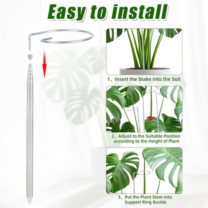 5 Pack Extendable Metal Plant Stakes, 7-24.5IN Adjustable Monstera Supports