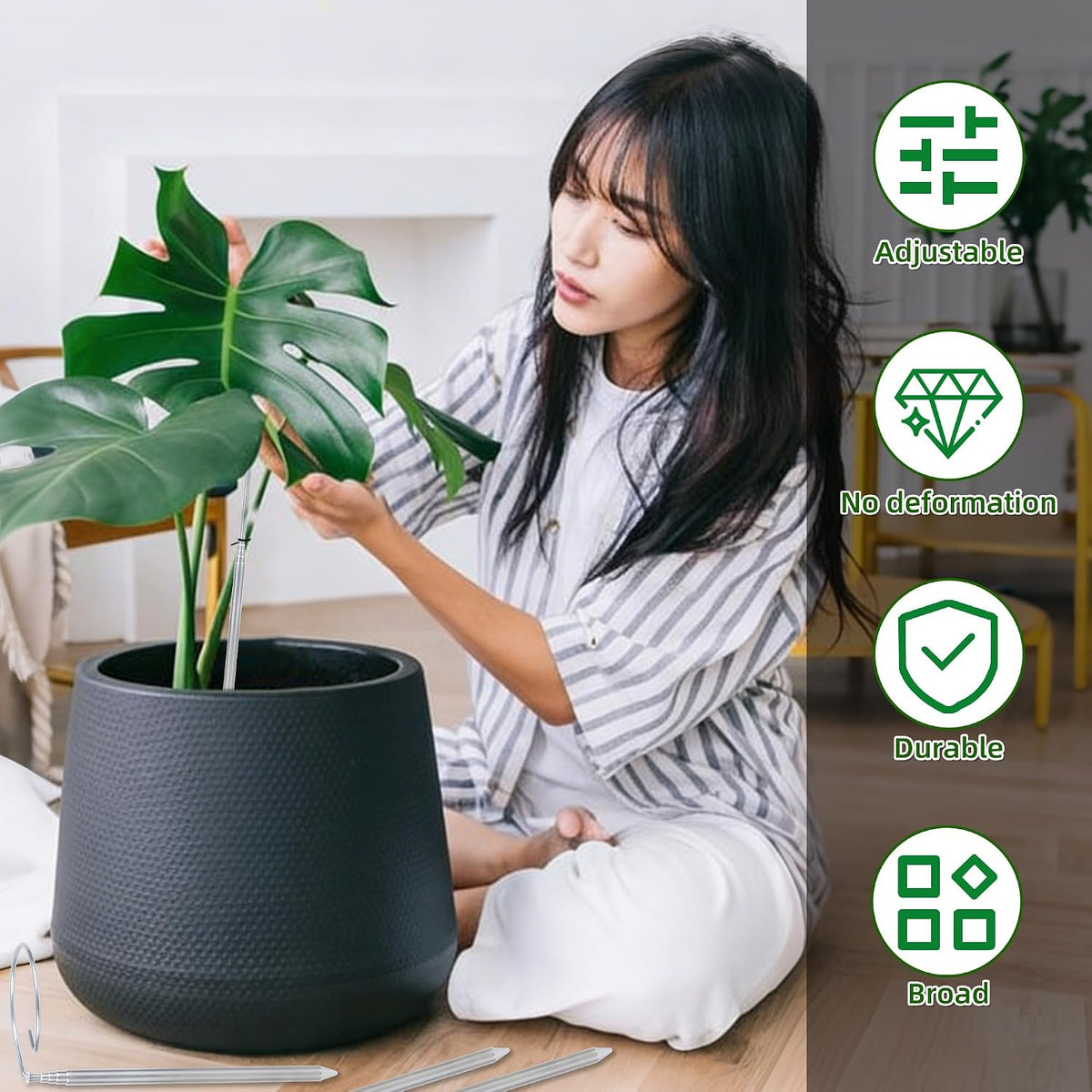 5 Pack Extendable Metal Plant Stakes, 7-24.5IN Adjustable Monstera Supports