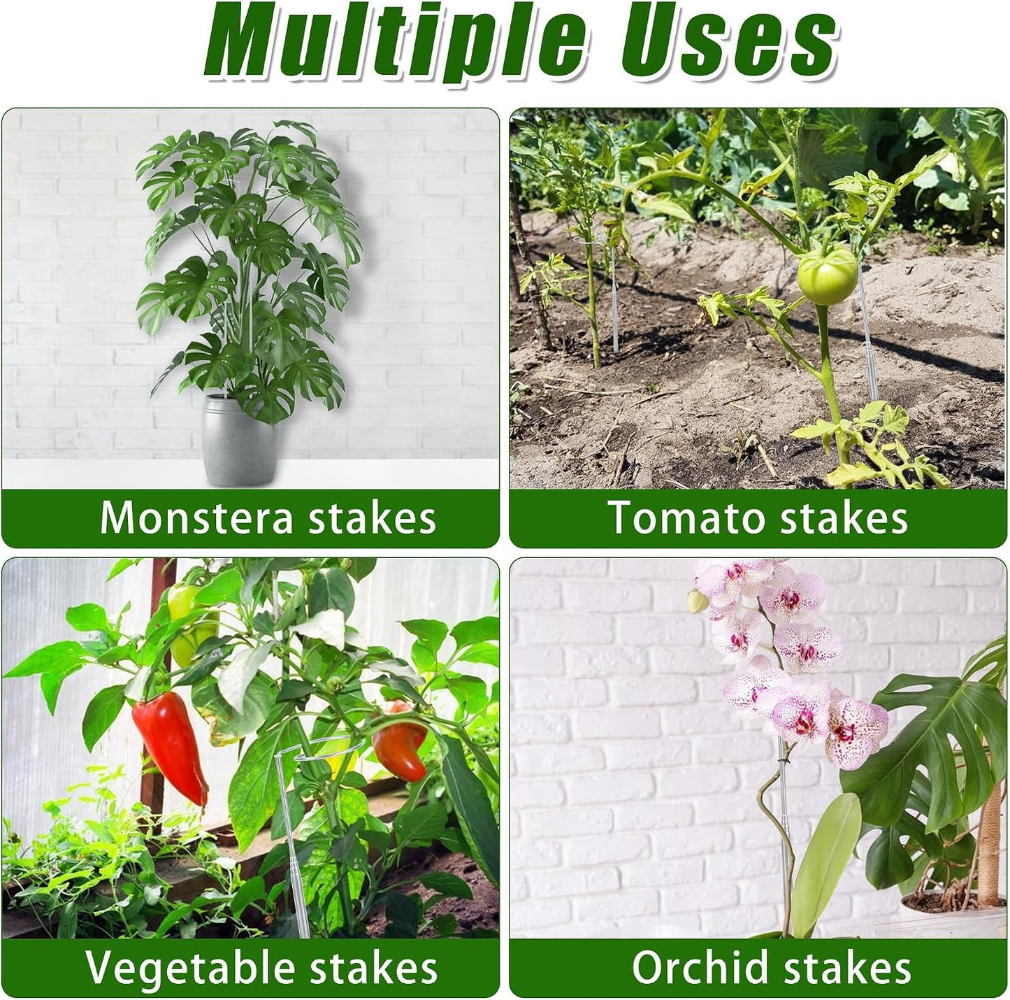 5 Pack Extendable Metal Plant Stakes, 7-24.5IN Adjustable Monstera Supports