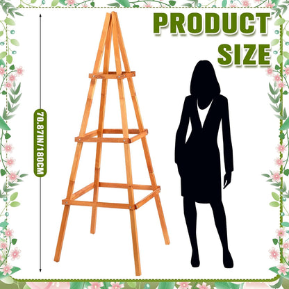 70.8in Tall Wooden Obelisk Trellis Outdoor Garden Trellises Easy Assembly Climbing Plant Support for Climbing Plants Porch Balcony Backyard Flowers Trailing Vegetables