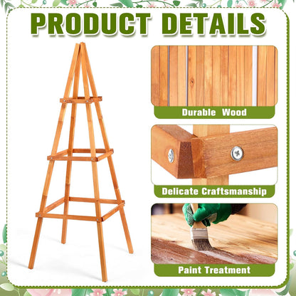 70.8in Tall Wooden Obelisk Trellis Outdoor Garden Trellises Easy Assembly Climbing Plant Support for Climbing Plants Porch Balcony Backyard Flowers Trailing Vegetables