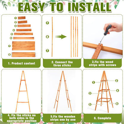 70.8in Tall Wooden Obelisk Trellis Outdoor Garden Trellises Easy Assembly Climbing Plant Support for Climbing Plants Porch Balcony Backyard Flowers Trailing Vegetables