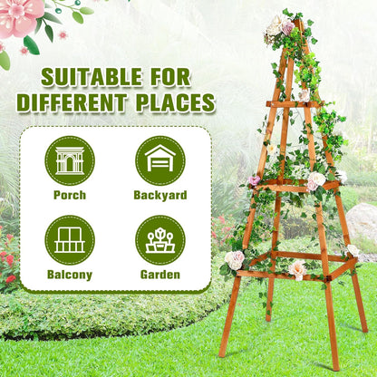 70.8in Tall Wooden Obelisk Trellis Outdoor Garden Trellises Easy Assembly Climbing Plant Support for Climbing Plants Porch Balcony Backyard Flowers Trailing Vegetables