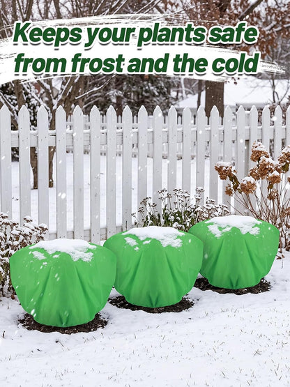 3 Pcs Plant Covers Freeze Protection - 19.6in x 39.3in Winter Shrub Plant Protection Bags, Frost Blankets Cloths with Drawstring for Outdoor Garden Rose Bush Plants, Green
