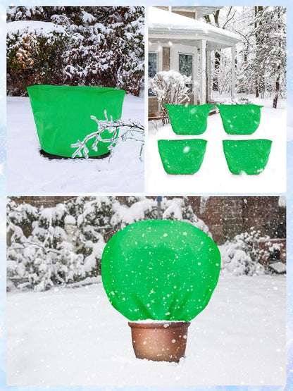 3 Pcs Plant Covers Freeze Protection - 19.6in x 39.3in Winter Shrub Plant Protection Bags, Frost Blankets Cloths with Drawstring for Outdoor Garden Rose Bush Plants, Green