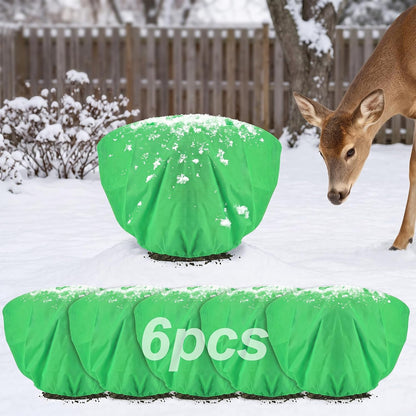 3 Pcs Plant Covers Freeze Protection - 19.6in x 39.3in Winter Shrub Plant Protection Bags, Frost Blankets Cloths with Drawstring for Outdoor Garden Rose Bush Plants, Green