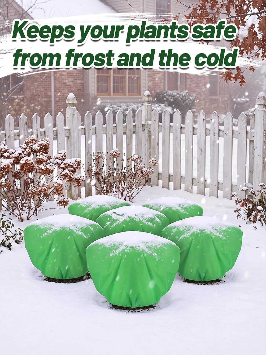 3 Pcs Plant Covers Freeze Protection - 19.6in x 39.3in Winter Shrub Plant Protection Bags, Frost Blankets Cloths with Drawstring for Outdoor Garden Rose Bush Plants, Green