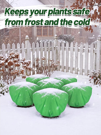 3 Pcs Plant Covers Freeze Protection - 19.6in x 39.3in Winter Shrub Plant Protection Bags, Frost Blankets Cloths with Drawstring for Outdoor Garden Rose Bush Plants, Green